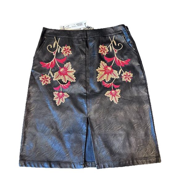 Minkpink Fallen Embroidered Midi Skirt Black, Women’s Large New With Tags